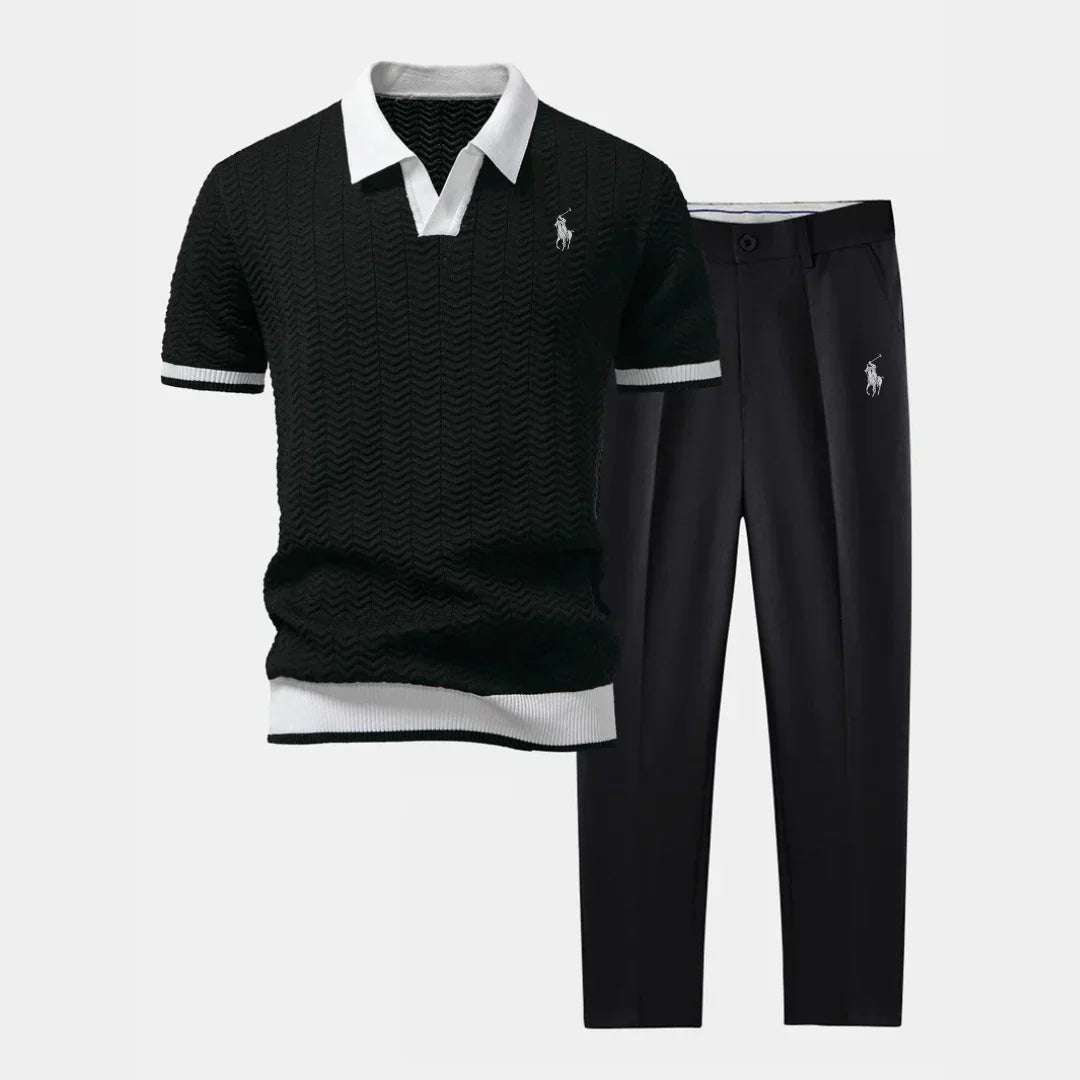 RALPH LAUREN - Polo à col en V et pantalon slim ajusté