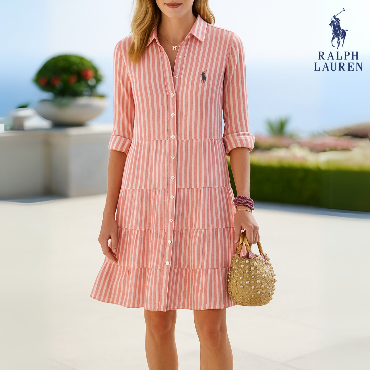 RALPH LAUREN - Robe chemise à rayures