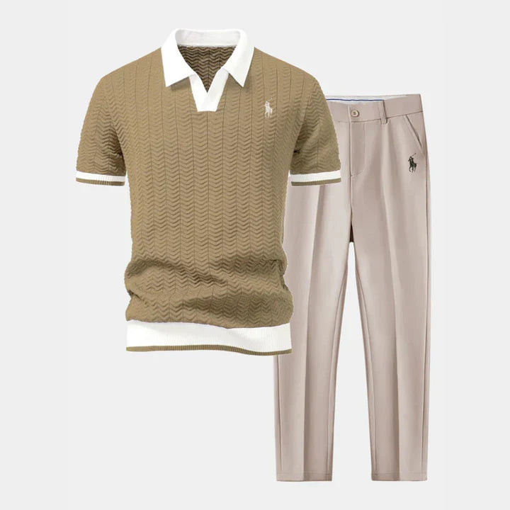 RALPH LAUREN - Polo à col en V et pantalon slim ajusté