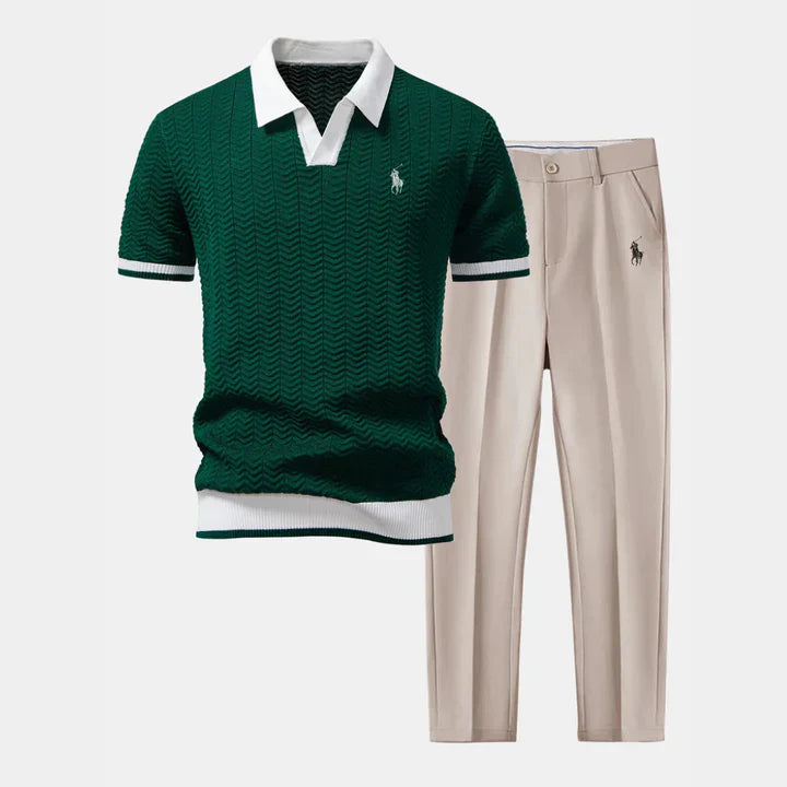 RALPH LAUREN - Polo à col en V et pantalon slim ajusté